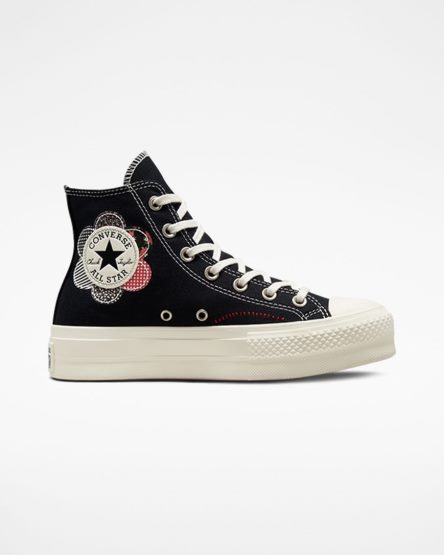 Sapatos Plataforma Converse Chuck Taylor All Star Lift Crafted Patchwork Cano Alto Feminino Pretas Vermelhas | PT R0073TP